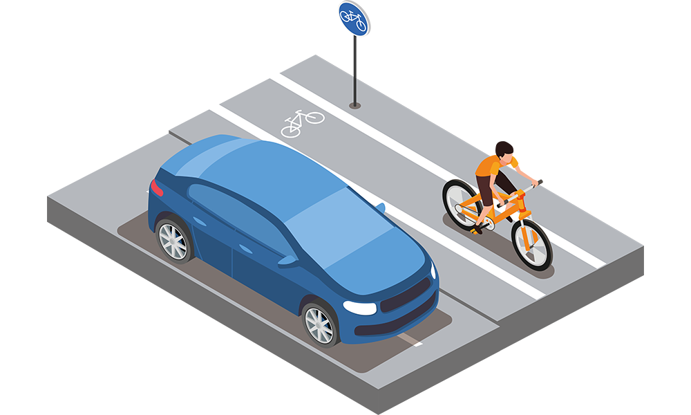 Illustration von einem Auto und einem Fahrrad
