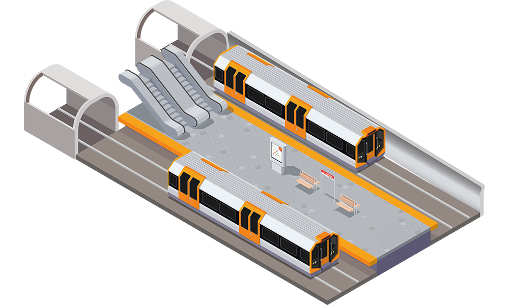 Illustration einer U-Bahnstation
